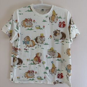 Guinea Pig Shirt Short Sleeve 2XL White with overall print